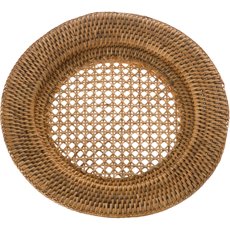 Everard Rattan Solid Colour Charger, Honey Brown