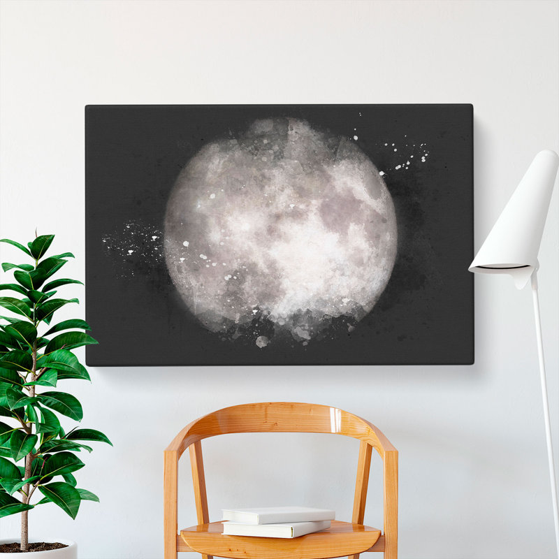 A Full Moon - Wrapped Canvas Painting, 35cm H x 50cm W x 3cm D