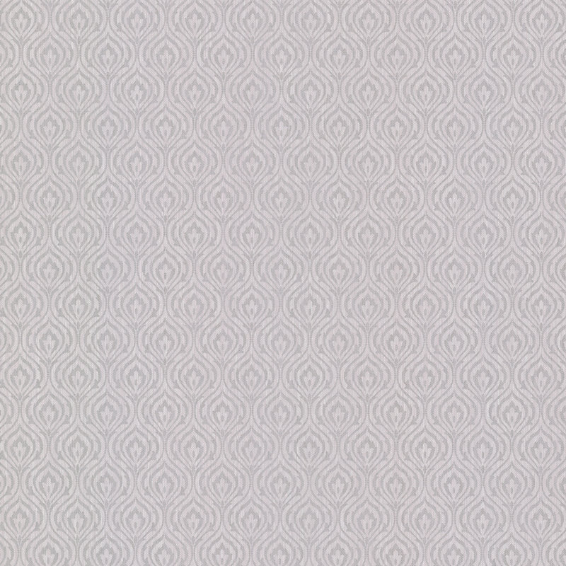 Papier peint embossé damassé 33 pi x 20,5 po peacock ogee Jenice, Argent