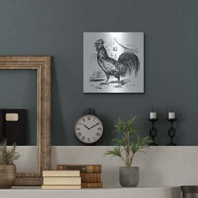 August Grove® «R mobile Rooster» par Art Licensing Studio, art mural en métal