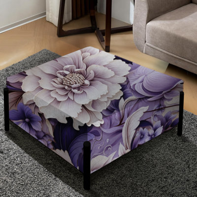 Mauve persan Paisleys - grand repose-pieds carré à motif cachemire