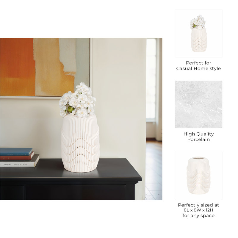 Alaina Handmade Stoneware Table Vase, 12" H x 8" W x 8" D