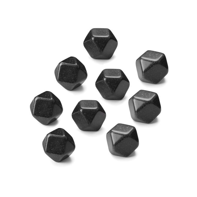 Nine geometric grey whiskey stones