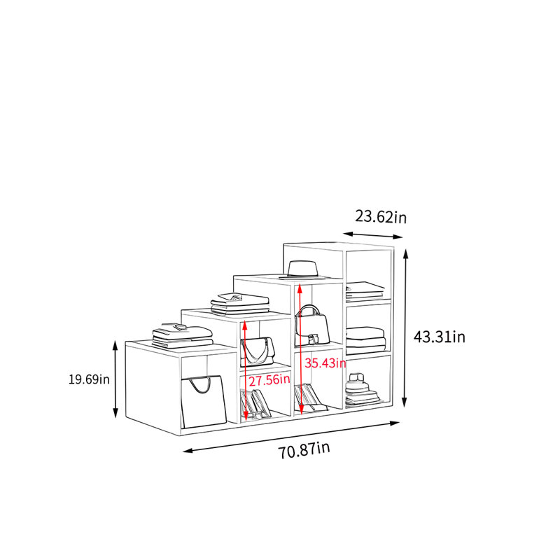 Présentoir à vêtements double face, H 43,31 po x l 70,87 po x P 23,62 po, Noyer