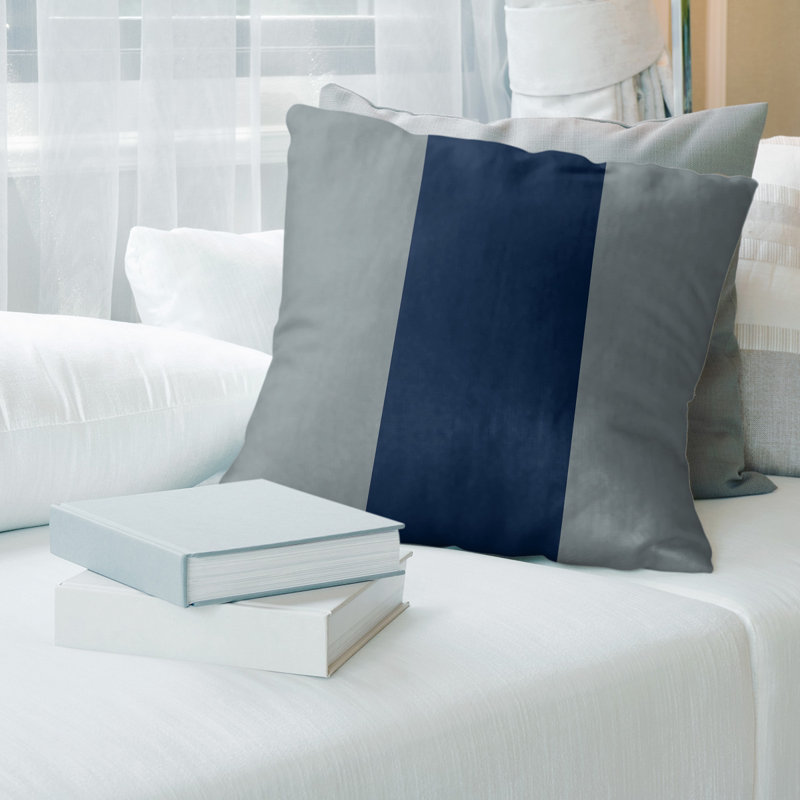 Housse de coussin , 14 po x 14 po, Argent / Bleu à l'étranger, Polyester filé