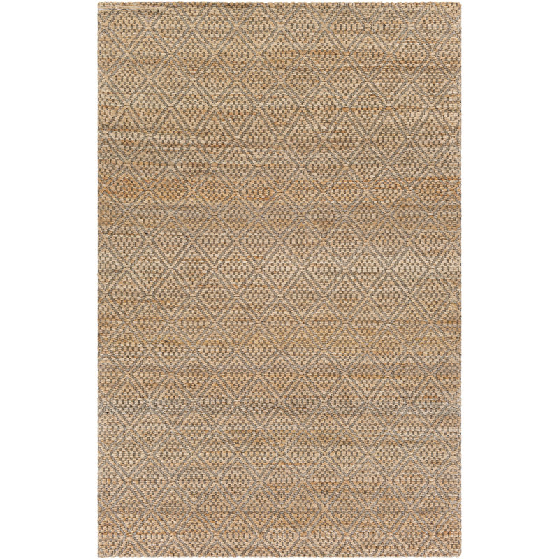 Tapis géométrique en jute tissé à plat à la main à motif géométrique, Tapis de couloir 2 pi 6 po x 8 pi