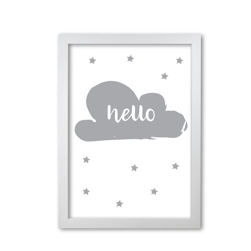 Hello Cloud - Print, White Grain Frame, 85 cm H x 60 cm W x 5 cm D