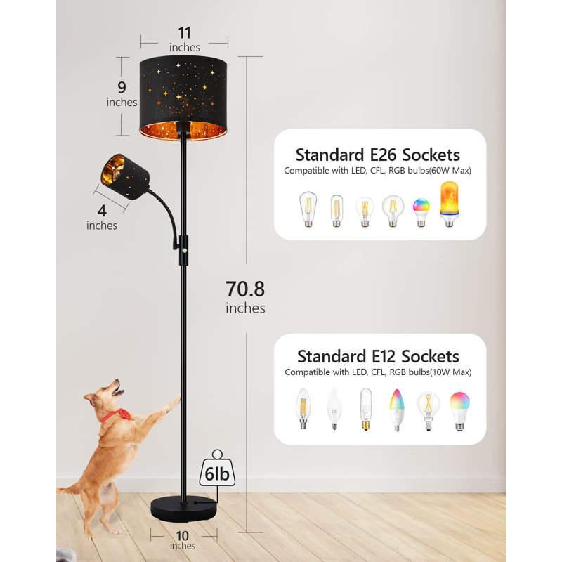 Teejay 70'' Black Tree Floor Lamp