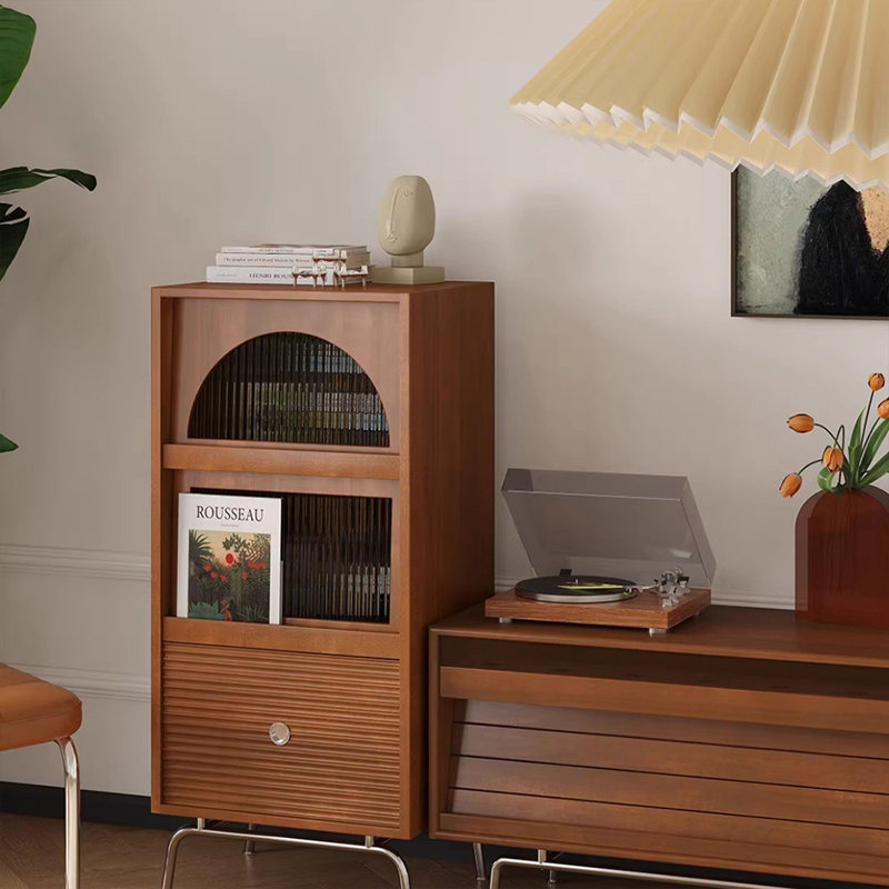 Modern Brown Solid Wood Accent Cabinet