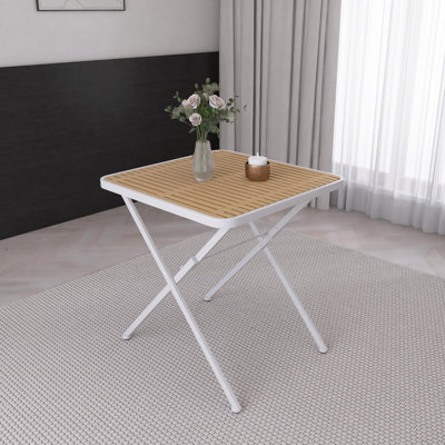 Modern Folding Polypropylene Square Table With Metal Legs, Indoor and Outdoor Multi-Functional Table