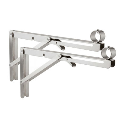 Heavy Duty Stainless Steel Folding Clothes Rod Brackets – Triangle Reinforced Wall Mount for 32mm Pole – Rustproof Brushed Finish – 13.8in (35 cm)