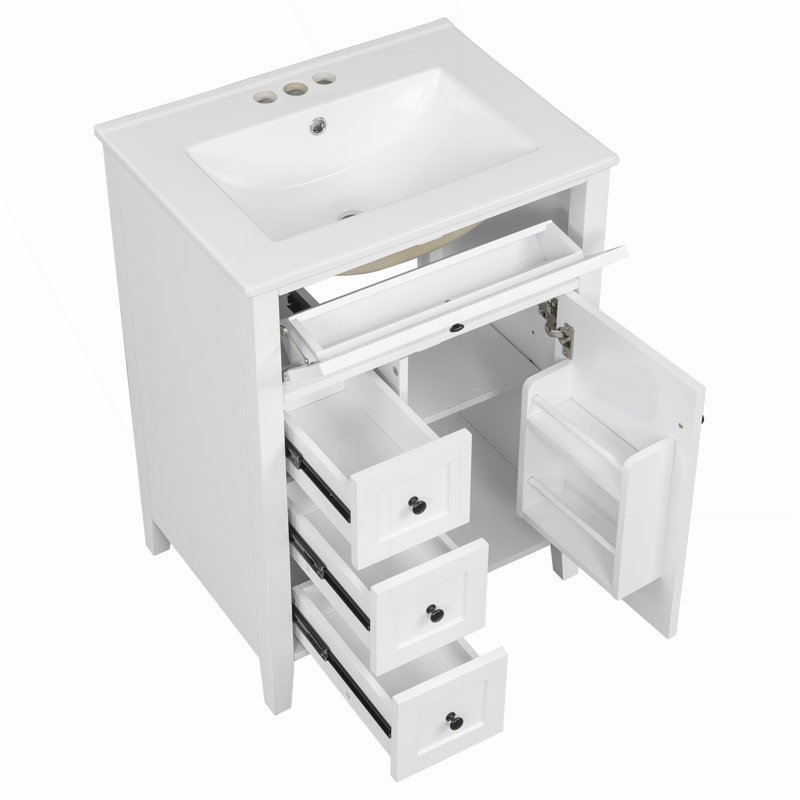 Meuble-lavabo de salle de bain avec lavabo, Blanc
