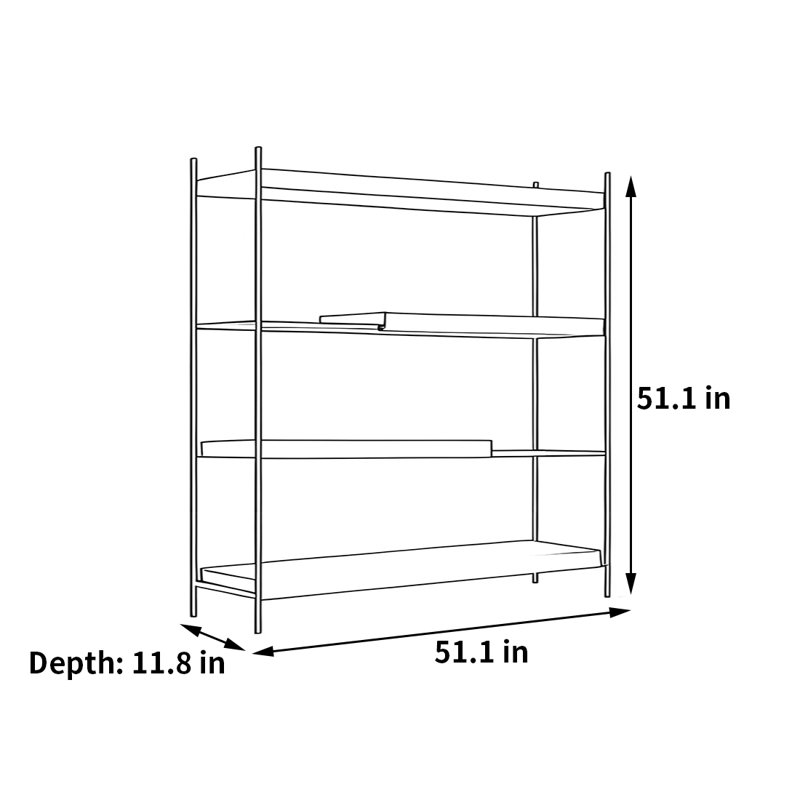 Une bibliothèque pratique pour le rangement, (4 tablettes) H 51,1 po x l 51,1 po x P 11,8 po