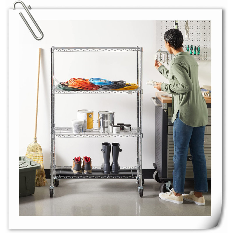 Étagère de rangement en métal, Blanc, H 57,76 po x l 36,02 po x P 14,02 po