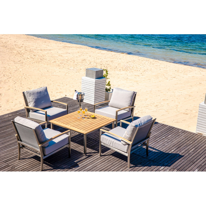 Avanti Teak Stainless Steel Outdoor 42" Square Coffee Table