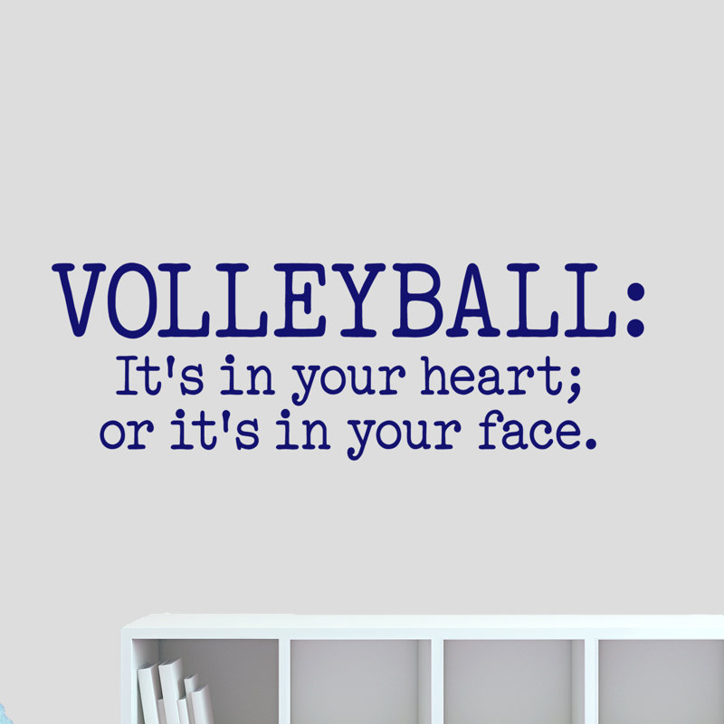 Décalcomanie murale coeur volleyball, Bleu marine, Oui