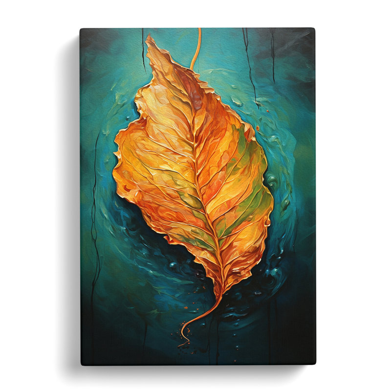 Leaf Action Painting - Wrapped Canvas, 60cm H x 40cm W x 3cm D
