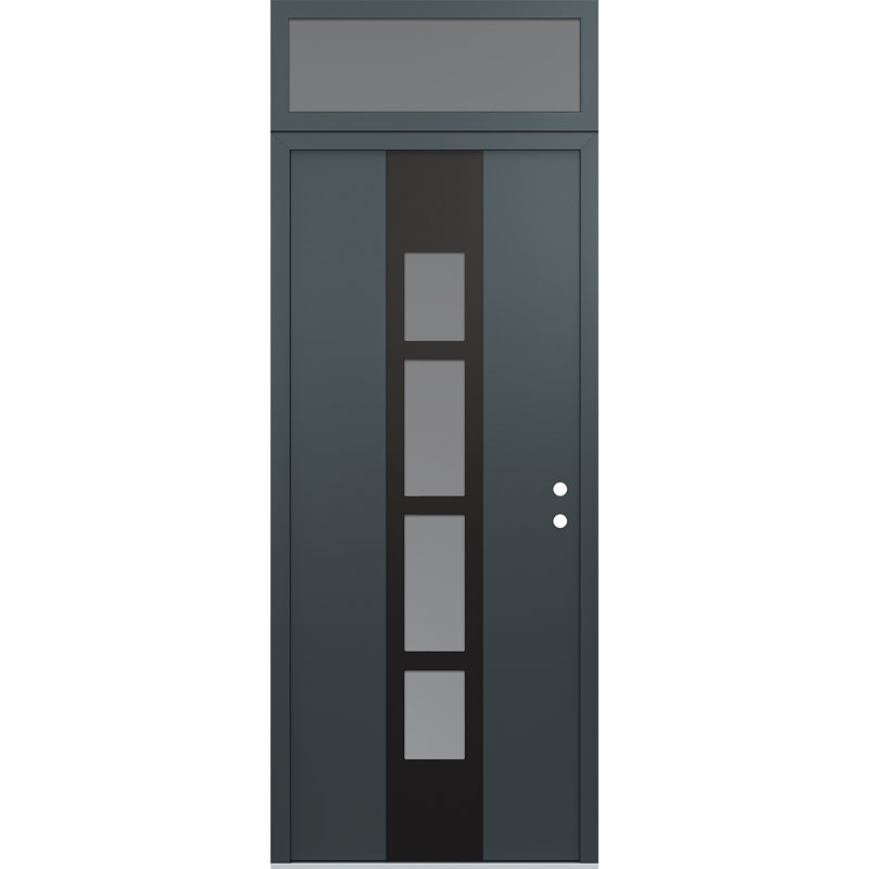 Porte d'entrée pré-suspendue Diamond A10, Anthracite / anthracite / givré, S'ouvre à gauche vers l'intérieur