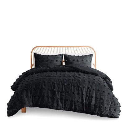 Très grand / très grand lit - édredon noir, microfibre douce, textile