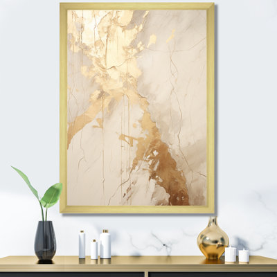 Beige And Gold Marble Lightning IV - Abstract Shapes Canvas Print
