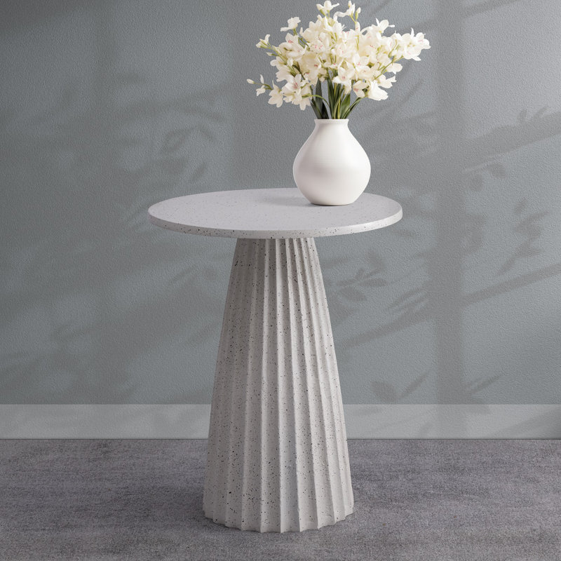 Duxford Aluminum Side Table W/Chisel Texture Base, White Top/Gray Base, 22" H x 18" W x 18" D
