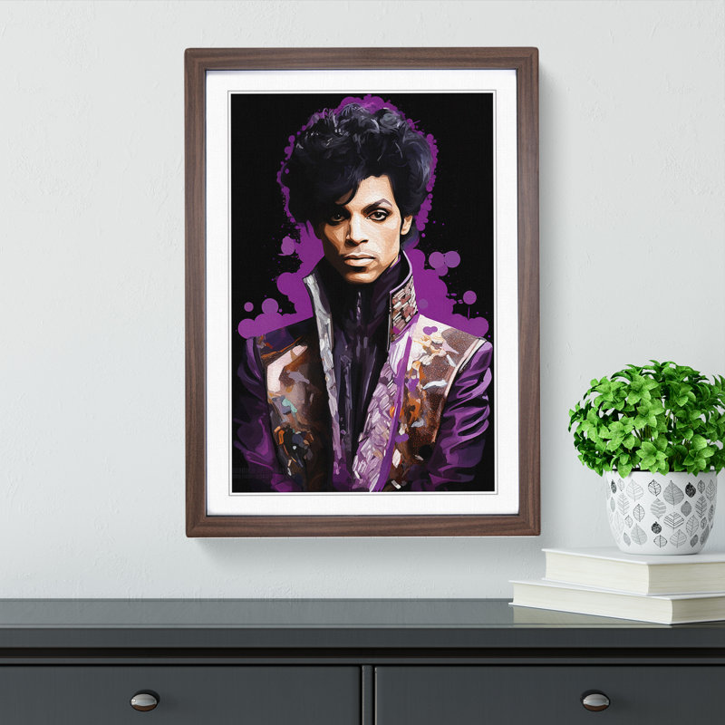 XYZ-FRM-V1223-5303 Prince Art Deco - Single Picture Frame Print on Wood, Walnut, 46cm H x 34cm W x 2cm D