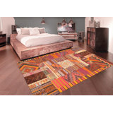 Canvello Vintage Patchwork Multi Lamb's Wool Area Rug- 6'5" X 9'5"