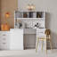Bureau 60 po noir antique + rehausse - 2 tiroirs, tablettes ouvertes, plateau imperméable, hauteur 65 po, poste de travail classique-1239435709