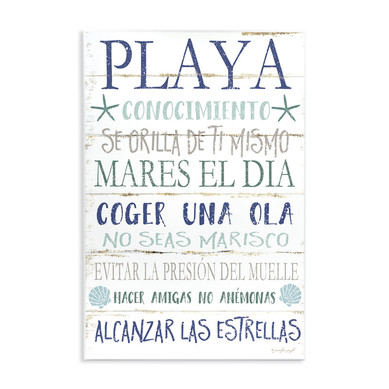 «Beach Life Guide», art mural espagnol par Jennifer Pugh, H 15 po x l 10 po