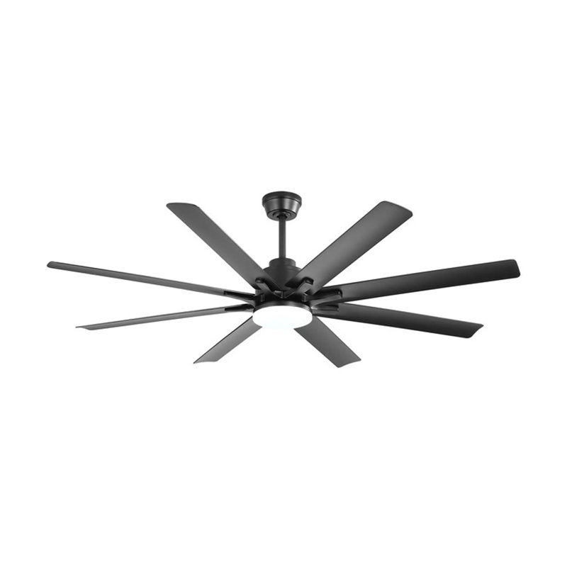 Ventilateur de plafond moderne de 66 pouces avec lumière DEL à intensité variable, 8 pales ABS, moteur à courant continu réversible à télécommande intelligente - noir mat pour le bureau à domicile