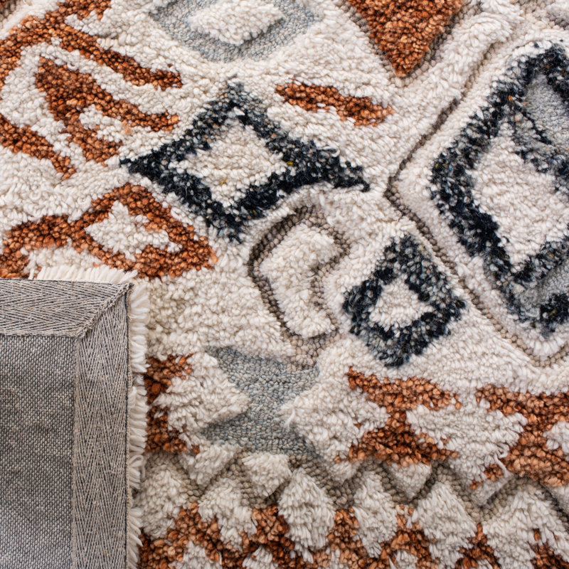 Tapis orange / gris en laine Ciarletto, Tapis de couloir 2 pi 3 po x 8 pi
