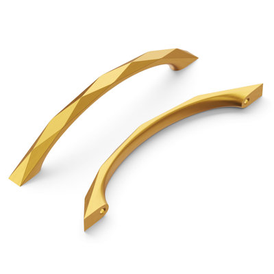 Karat Collection Arch Pull - 5-1/16" Center to Center Cabinet Pull Brushed Golden Brass - Contemporary Hardware for Drawers & Cabinets