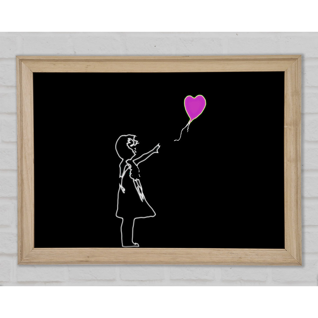 Gerahmtes Leinwandbild Love Balloon Black Pink