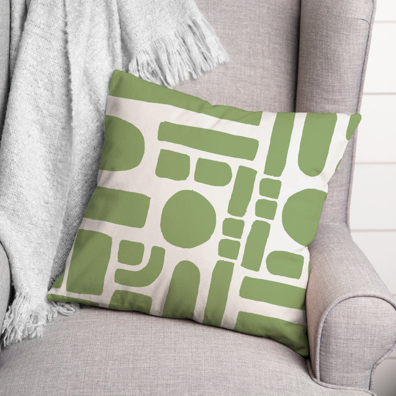 Geometric Outdoor Reversible Throw Pillow, Green