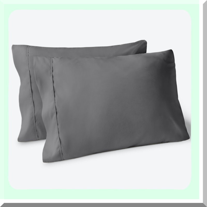 Cooling Comfort Microfiber Pillowcase Set - Double Brushed Grey Pack - Queen Size - Easy Care - Set of 2 - Breathable Pillow Cases