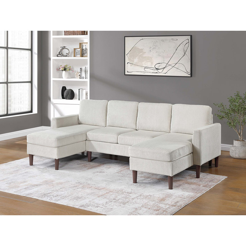 Ensemble de canapé modulaire 3 pièces en velours côtelé, Beige