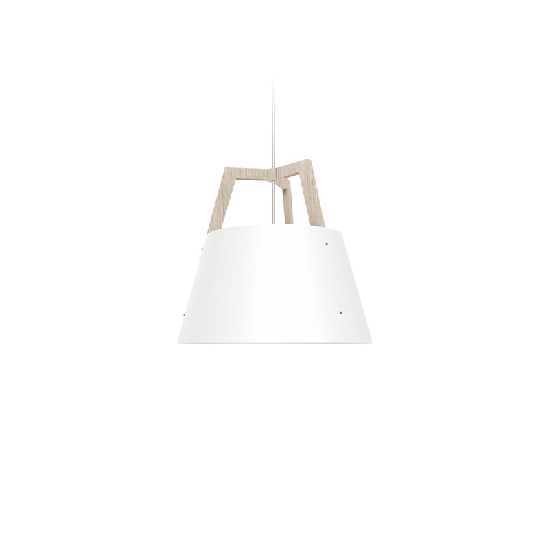 Imber Pendant, 22" H x 24" W x 24" D, White Washed Oak/Gloss White, 2700K LED w/ Diffuser - Corded