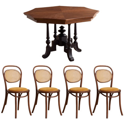 Table octogonale rétro exquise en chêne rouge durable