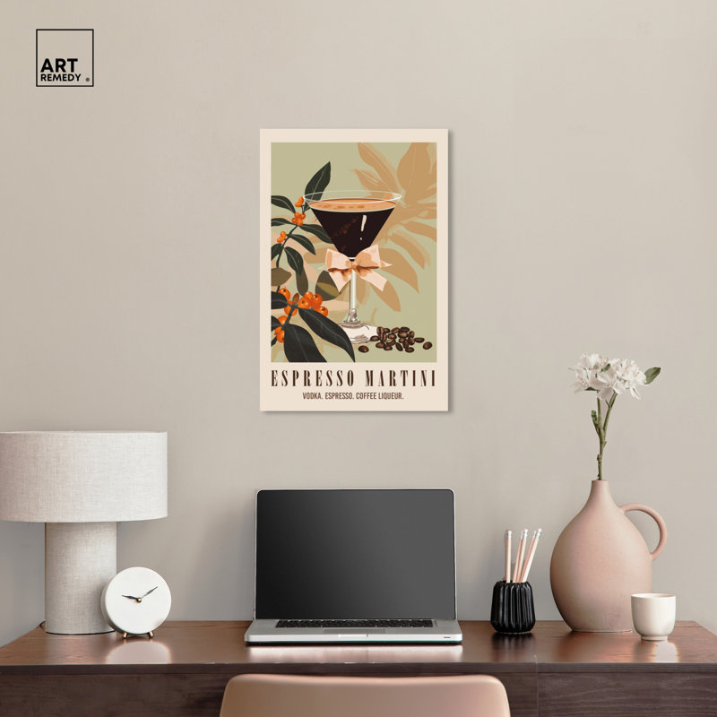 «Classy Espresso Martini Post», reproduction sur toile tendance par Art Remedy, Toile tendue, H 24 po x l 16 po