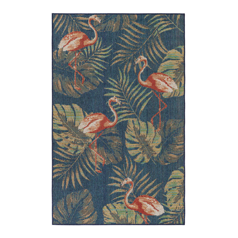 Tapis intérieur / extérieur bleu marine Rolla, Rectangle 5 pi 3 po x 7 pi 7 po