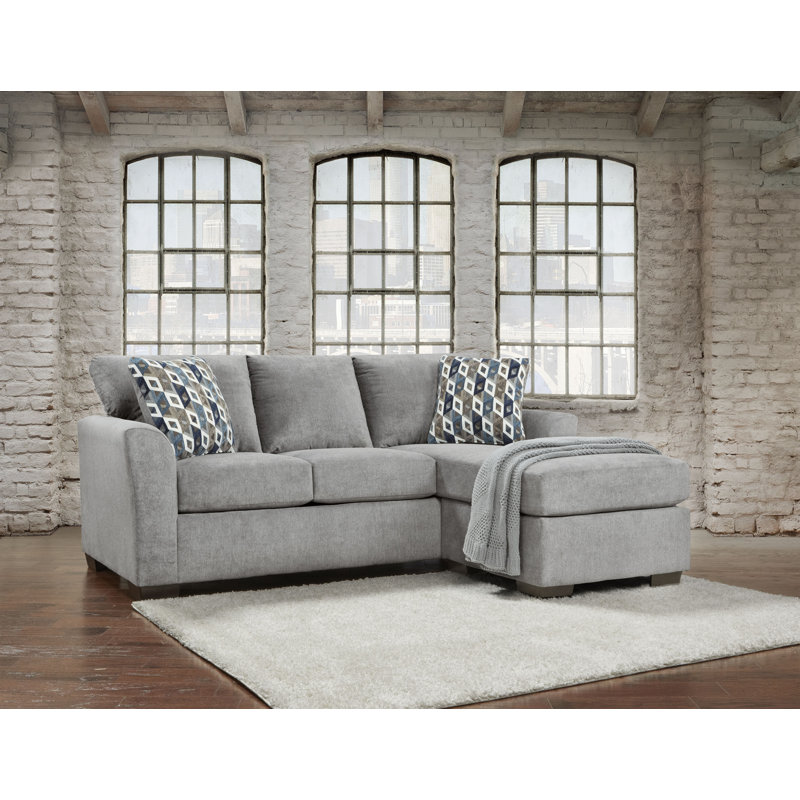 Adrie Sofa Sectional with Reversible Chaise, Grey Polyester Blend