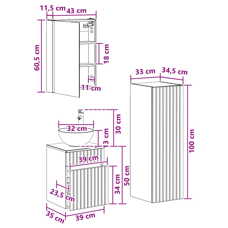 Vanity & Mirror Set, Light Grey