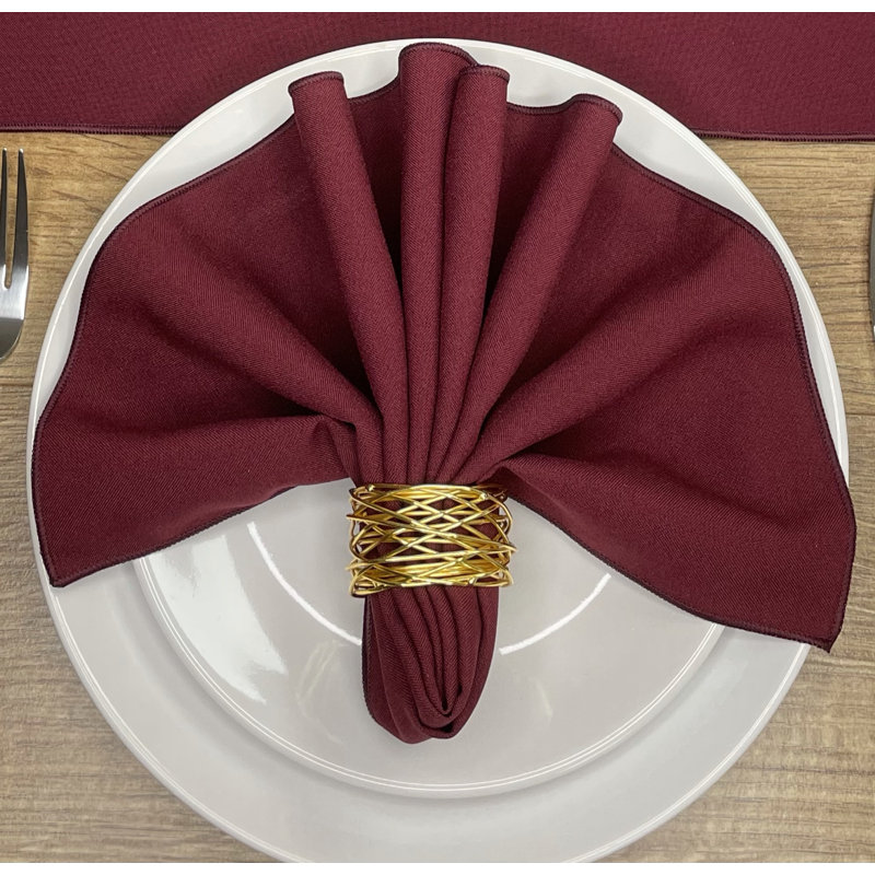 Atara Polyester Solid Colour Square Napkin, Burgundy