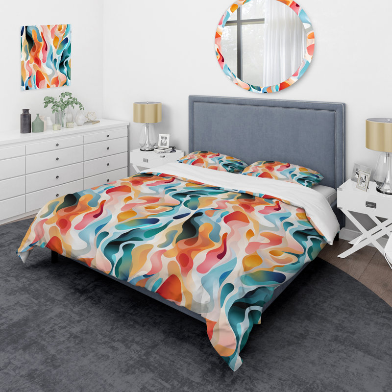 Ensemble de housse de couette multicolore, Housse de couette pour grand lit et 2 taies décor