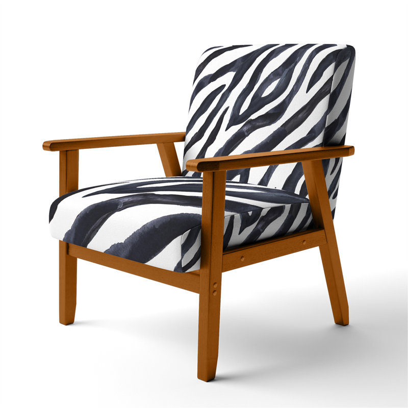 Chaise avec accoudoirs en velours Zebra, Gris foncé / Blanc, Brun