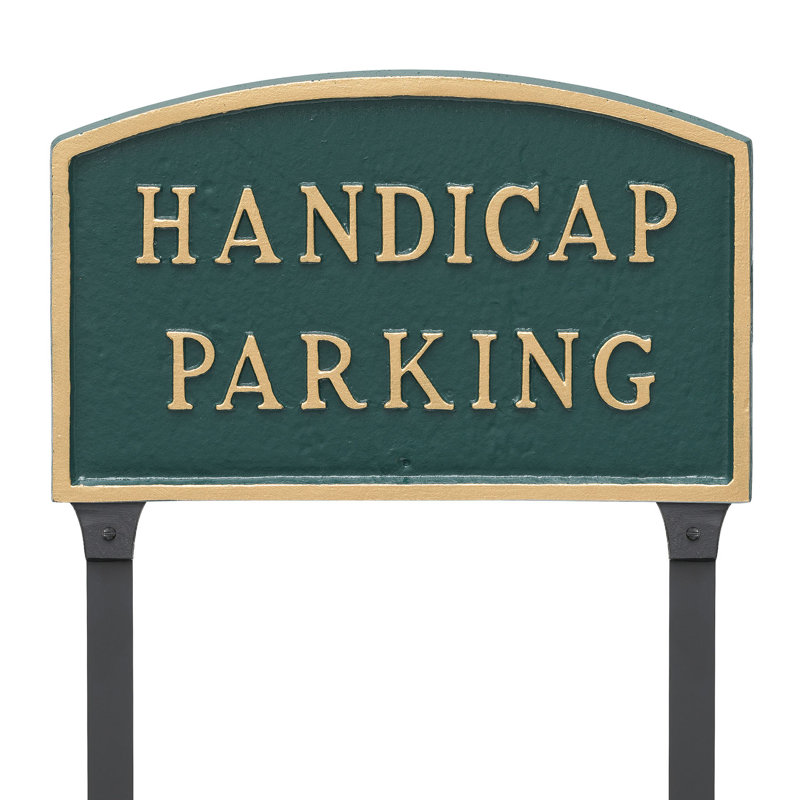 Handicap Parking Statement Address Garden Sign, 13" H x 21' W x 0.25" D', Hunter Green/Gold