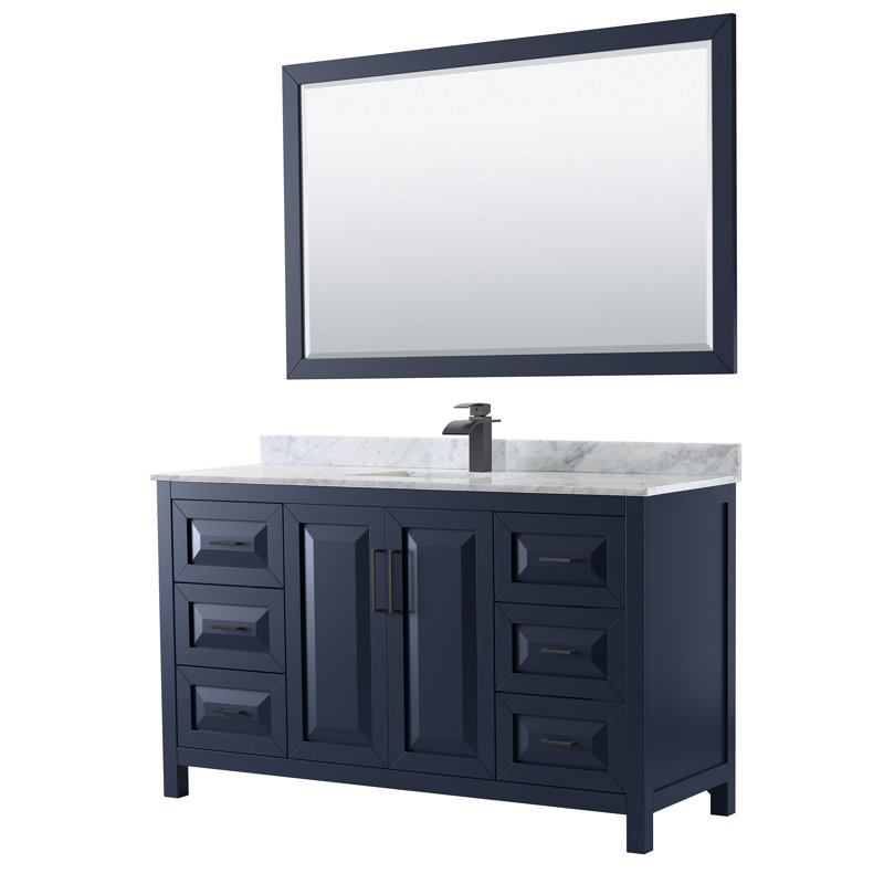 Daria 60'' W Single Vanity, Dark Gray, Polished Chrome, White Carrara Marble