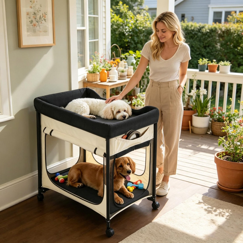 Lit pour chien surélevé portable 1 pièce Oxford