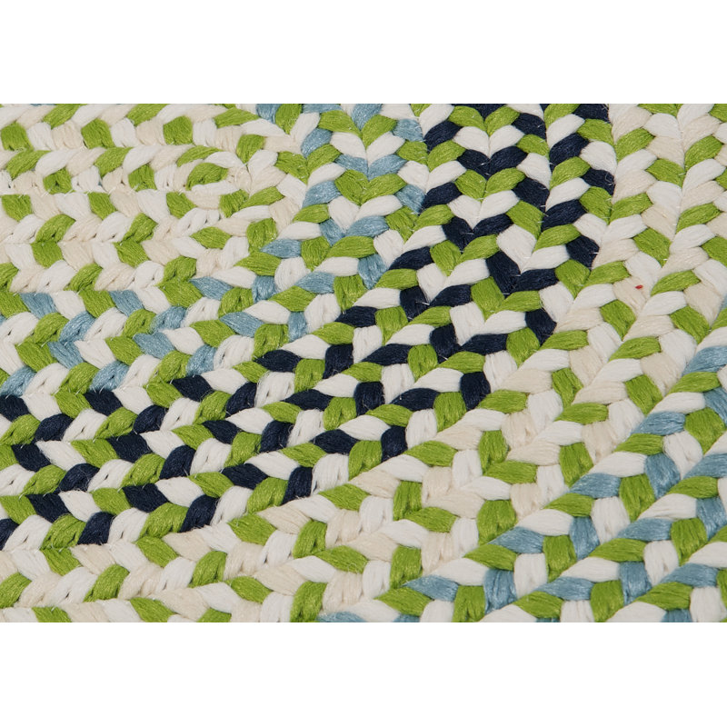 Tapis tressé vert/brun clair Carousel, Tapis de couloir ovale 2 pi x 10 pi