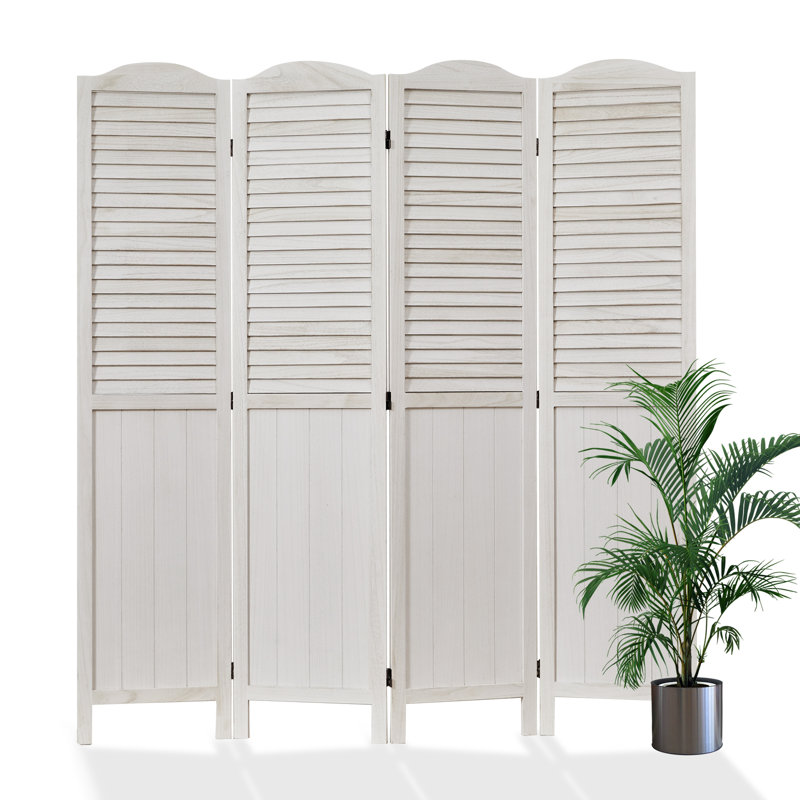 Paravent en bois massif, Blanc, 4